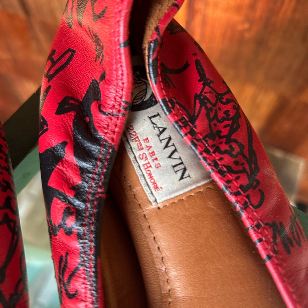 Lanvin Red And Black Patterned Flats - image 2